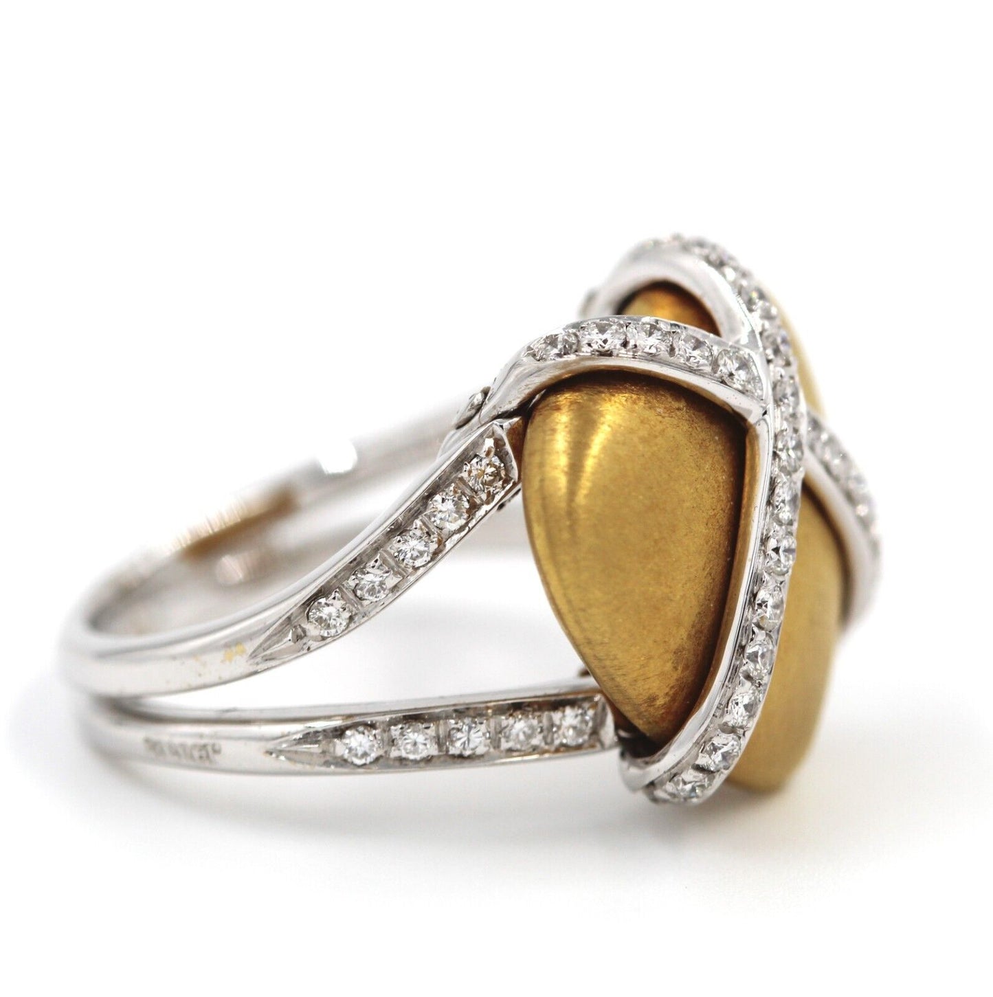 Anello Bibigì in Oro Bianco 18k con Cuore in Oro Giallo 18k Satinato e Diamanti