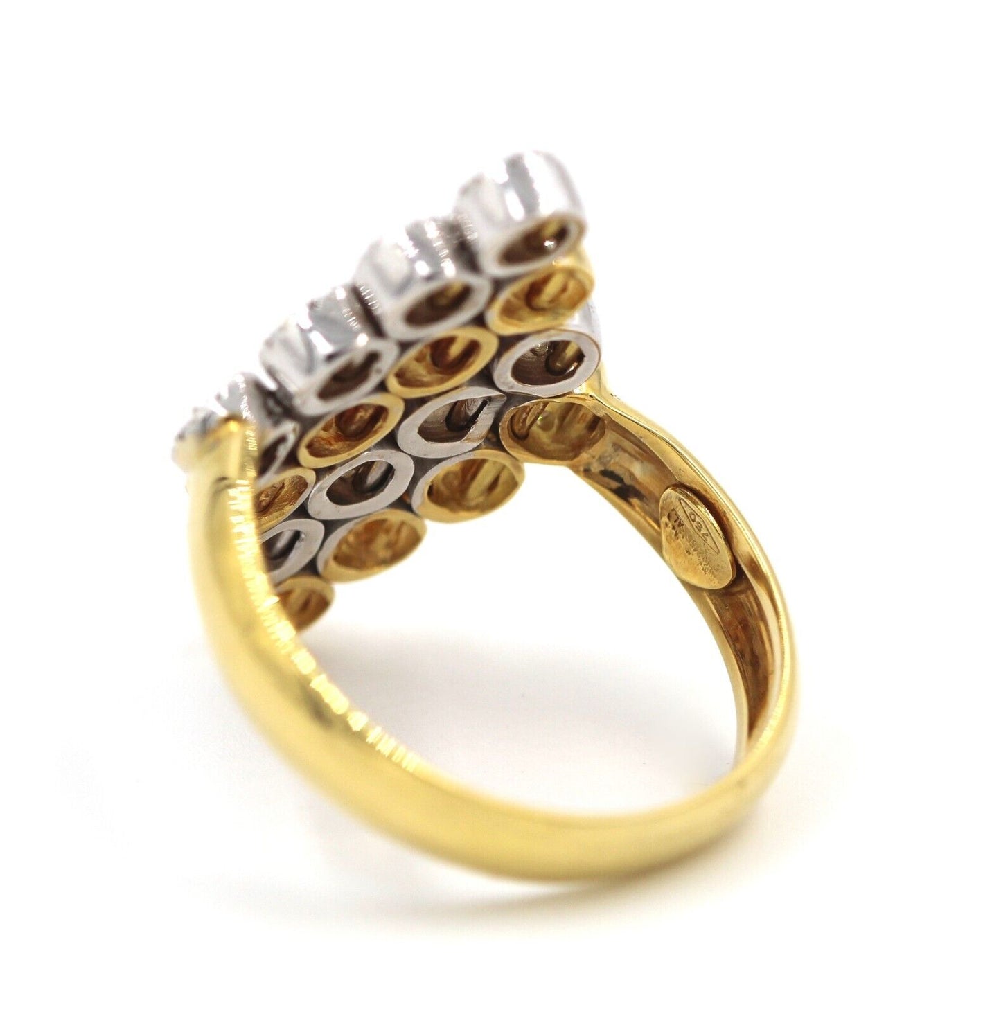 Anello Bibigì Arabesco in Oro Giallo 18k e Oro Bianco 18k a Rombo con Diamanti