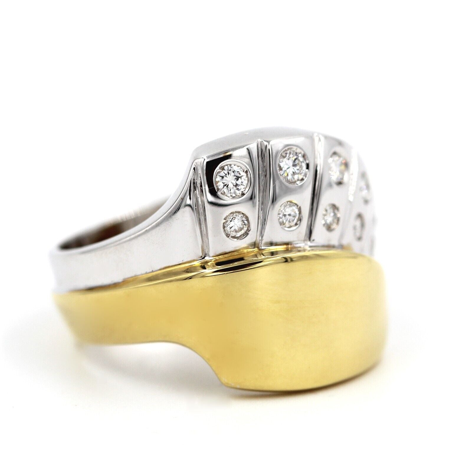 Anello a Fascia in Oro Giallo 18k e Platino con Diamanti t Brillante - 0.23 ct.