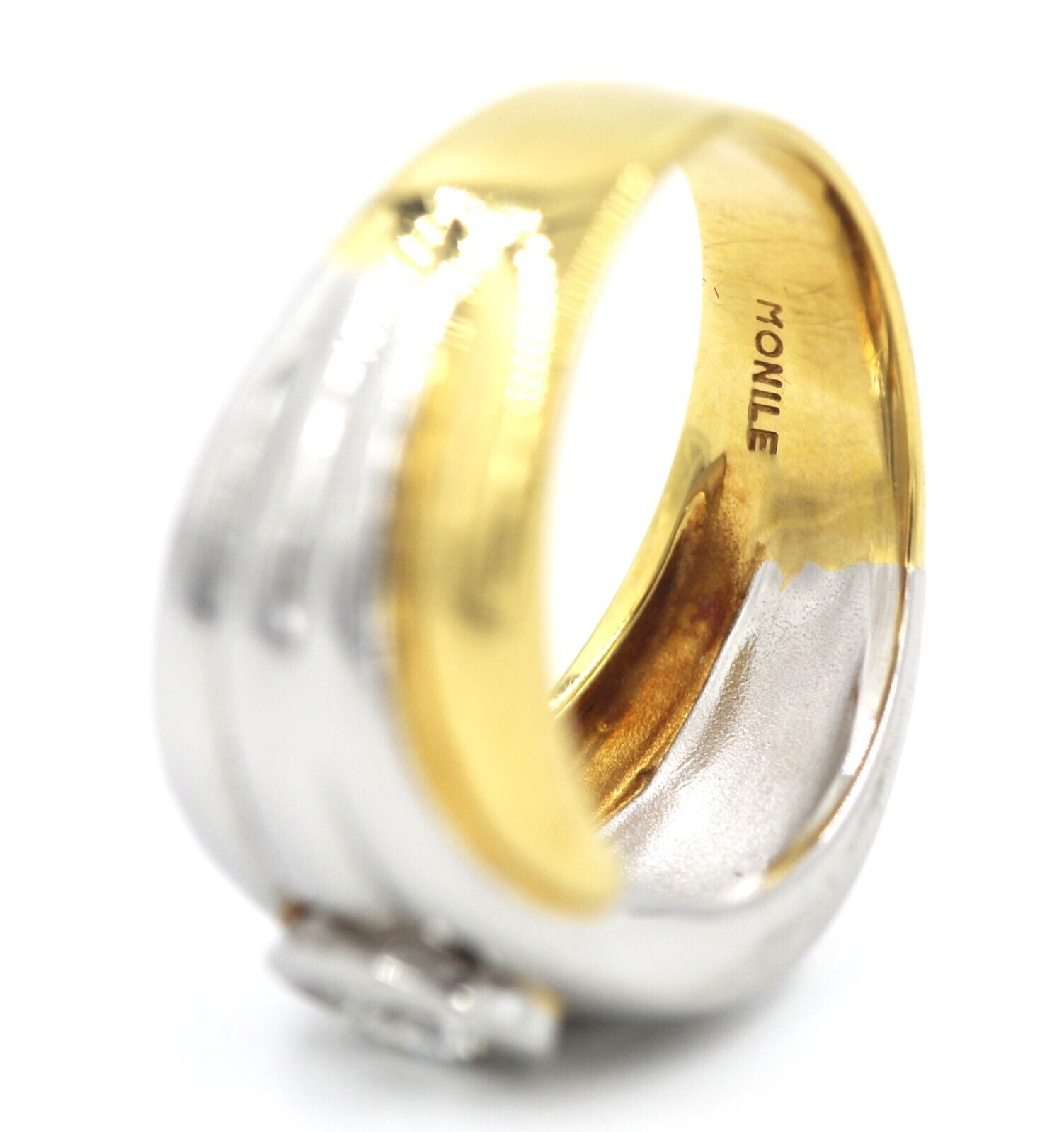 Anello a Fascia in Oro Giallo 18k e Platino con Diamante - 0.29 ct.