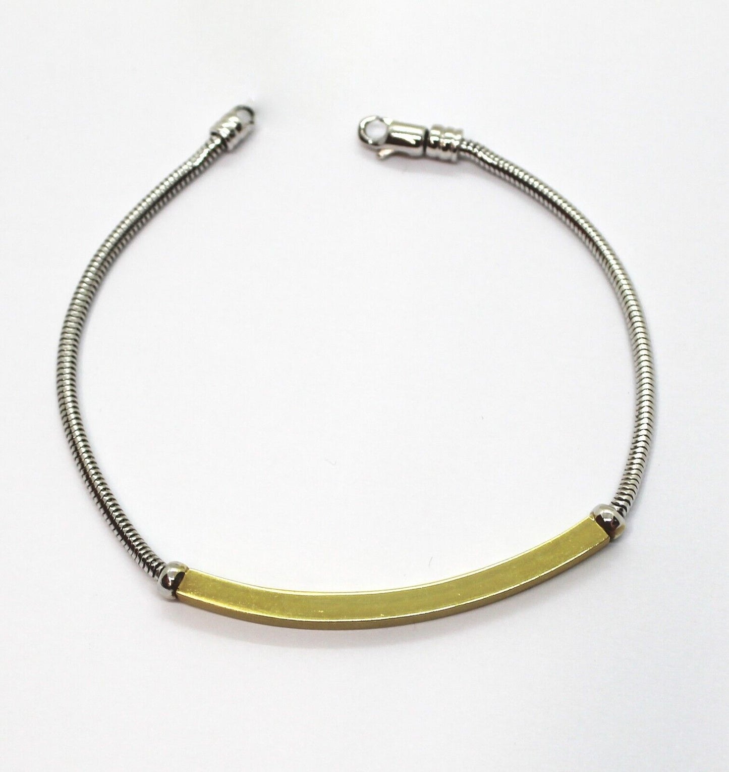 Bracciale Snake con Barra Rigida in Oro Giallo 18k Satinato