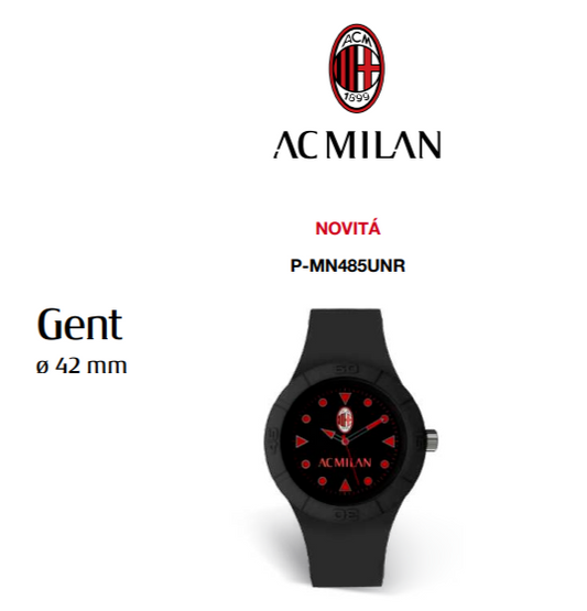 Orologio Uomo AC MILAN P-MN485UNR Silicone Nero - Lowell