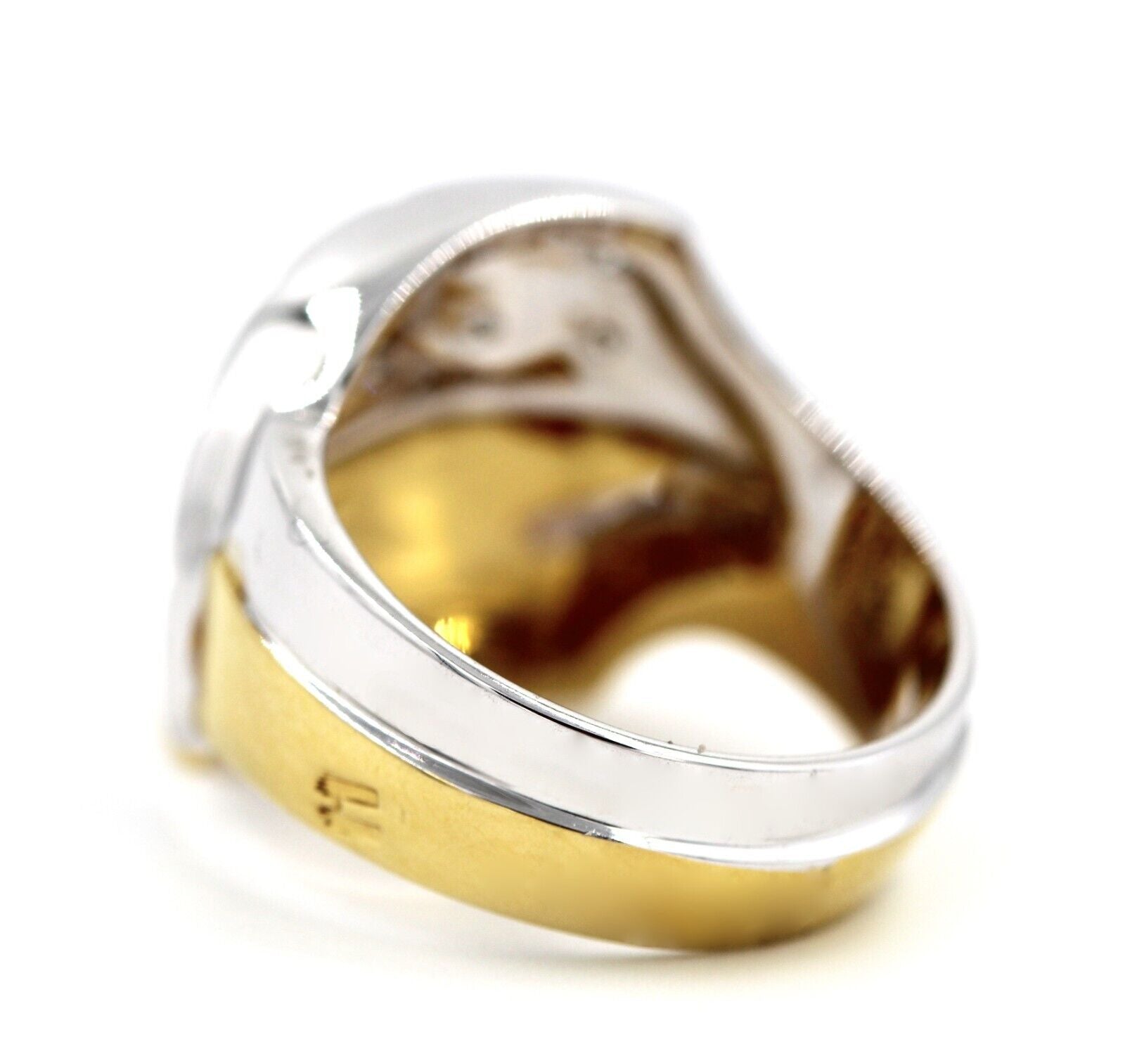 Anello a Fascia in Oro Giallo 18k e Platino con Diamanti t Brillante - 0.23 ct.