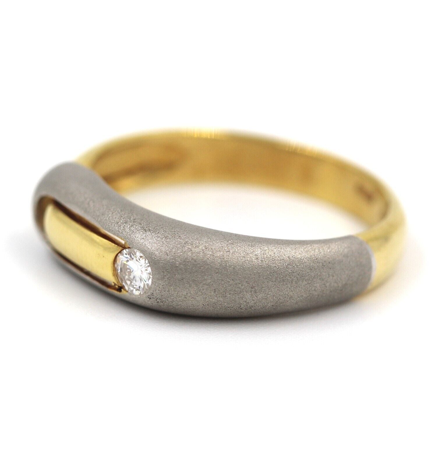 Anello Fede Solitario in Platino e Oro Giallo 18k con Diamante - 0.09 ct.